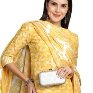 Pinkmint Women's Cotton Straight Printed Kurta Set with Dupatta l Women's Kurta Suit Set l Kurta with Pant Set