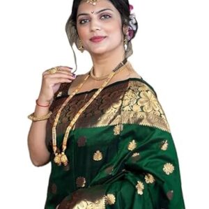 C J Enterprise Women's Pure Kanjivaram Silk Saree Soft Banarasi Style Wedding With Blouse Piece (Vruksh-51)