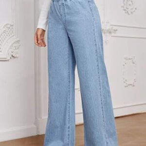 Women's High-Waisted Wide-Leg Jeans, Casual Denim Pants