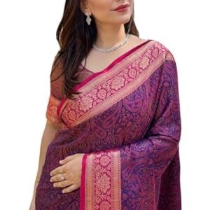 SGF11 Women's Kanjivaram Pure Handloom Soft Silk Saree With Blouse Piece