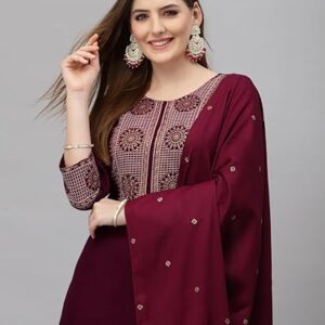 KLOSIA Women Viscose Embroidered Kurta And Pant Set With Dupatta, Kurta Set