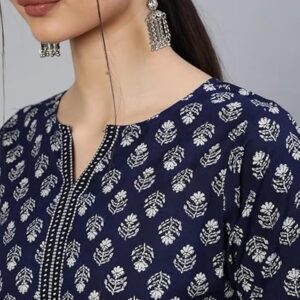 Artsy Fashion Women's Cotton Slub Round Neck 3/4 Sleeves Printed Designer Stylish Kurti for Ladies