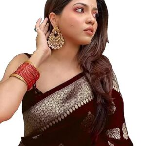 C J Enterprise Women's Kanjivaram Art Silk Saree Soft Banarasi Style Sari With Blouse Piece For Wedding (Pari122-51)