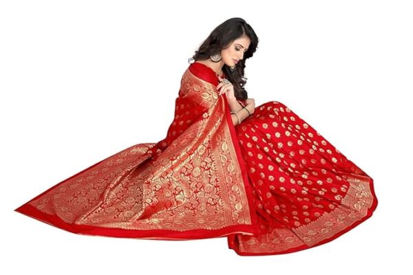 Sugathari Women's Banarasi Saree Pure Kanjivaram Silk Saree Soft new ladies 2023 Design Wear Pattu Sarees Latest Cotton Party Sari collections With Blouse Piece for Wedding sadi (PARI S-1 MAROON) - Image 4