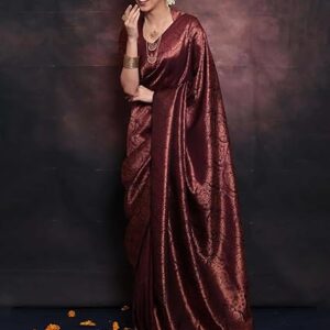 SIRIL Women's Kanjivaram Soft Silk Saree With Unstitched Blouse Piece For Wedding