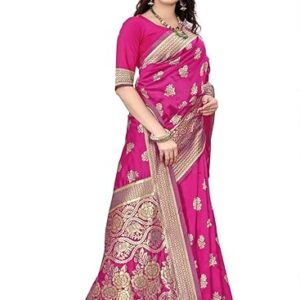 Sugathari Women's Banarasi Saree Pure Kanjivaram Silk Saree Soft new ladies 2023 Design Wear Pattu Sarees Latest Cotton Party Sari collections With Blouse Piece for Wedding sadi (PARI 63 NEW WINE)