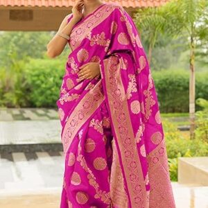 Subham Women's Silk Cotton Kanjivaram Soft Saree with Blouse Piece | Jacquard Design Banarasi Sarees