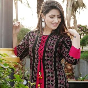 Women Printed, Floral Print Georgette Anarkali Kurta With Attached Dupatta  (Purple)