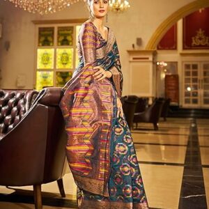 SWORNOF Women's kanjivaram banarasi silk saree for Patola festival Wedding silk with rich pallu Design sarees for women with blouse piece