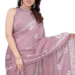 MIRCHI FASHION Women's Latest Chiffon Batik Printed Saree with Blouse Piece