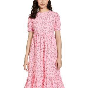 Amazon Brand - Symbol Women's Cotton Fit and Flare One Piece Midi Length Dress