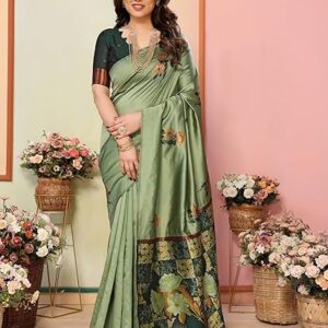 Sidhidata Women's Kanjivaram Banarasi Soft Silk Saree With Unstitched Blouse Piece (Silk Box Flower)