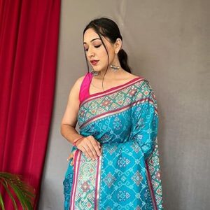 SGF11 Women's Kanjivaram Patola Silk Saree Silk Saree Pure Golden Zari With Blouse Piece
