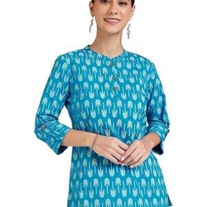 Amazon Brand - Myx Women's Printed Regular Cotton Short Kurti