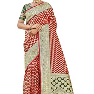 MANOHARI Most Trendy Jacquard Work Woven Saree with Unstitch Blouse Piece