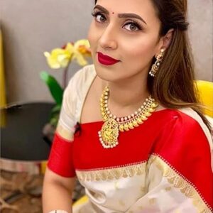 Women's Glory Womens Kanjivaram Banarasi Silk Saree Blend Woven Zari with Jacquard Woven Unstitched Blouse Piece.