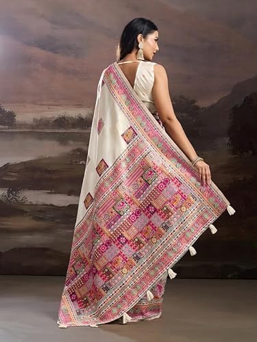 Cotton Digital Printed Embellished Saree With Tassels And Unstitched Blouse Piece (CHITRALEKHA_VOL1_PARENT) - Image 3