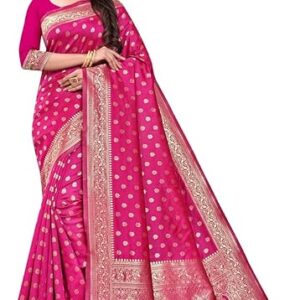 C J Enterprise Women's Pure Kanjivaram Silk Saree Banarasi Soft Sari With Blouse Piece For Wedding (Pari124-50)