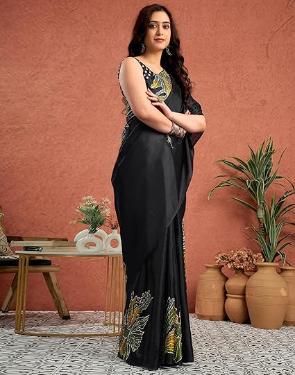 SIRIL Women's Cotton Printed Saree With Unstitched Blouse Piece - Image 6