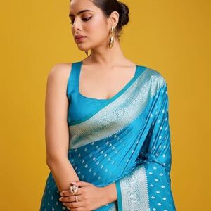 Women's Blushing Banarasi Silk Saree Zari Woven Work Enhanced Elegance Comes With Unstitched Blouse Piece