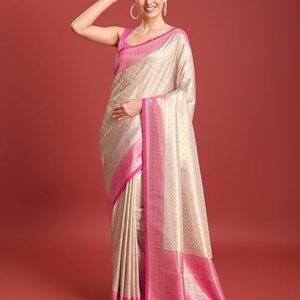 Fashion Women's Kanjivaram Silk Mesmerizing Saree for Every Celebrations Comes With Unstitched Blouse Piece