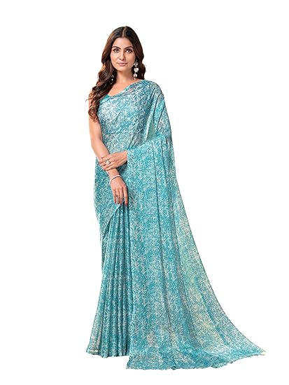 Garden Vareli Women Elegant Abstract Print Nara Chiffon Saree 35647 - Image 2