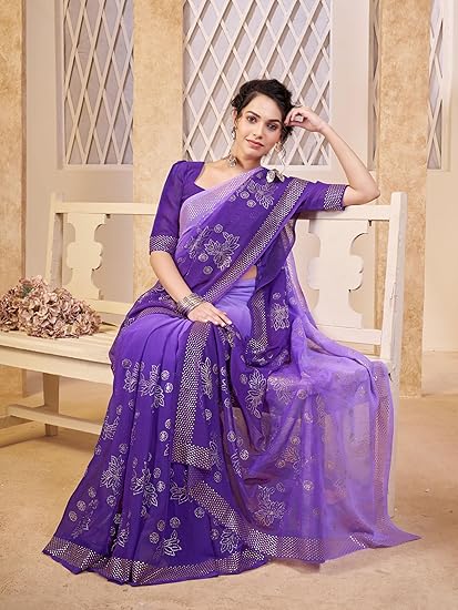 Garden Vareli Taspa Embellishment Work Saree With Unstitched Blouse Piece - Image 6