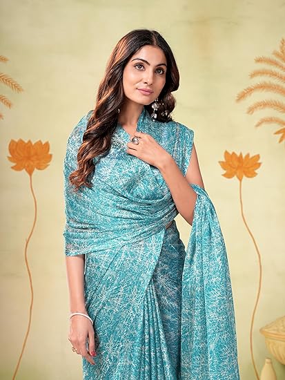 Garden Vareli Women Elegant Abstract Print Nara Chiffon Saree 35647